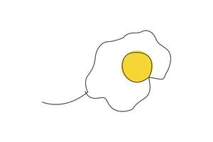 Single continuous line drawing of a fried egg vector