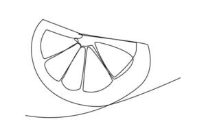 Single continuous line drawing of a lemon slice vector