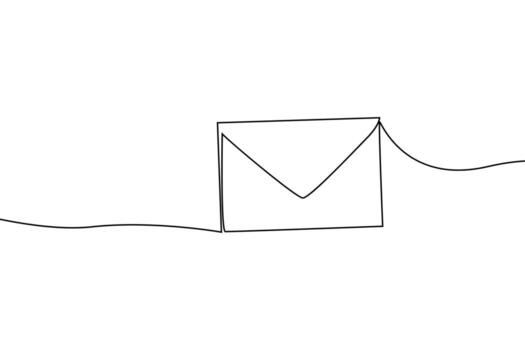 Single continuous line drawing of an envelope vector