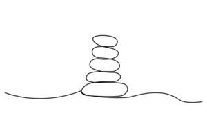 Single continuous line drawing of stack of stones vector