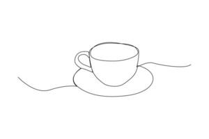 soltero continuo línea dibujo de un taza de café vector