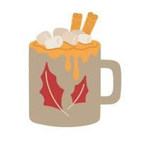 Vector illustration of a winter hot drink in a cute cup.