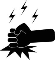 Fist on table icon. Black fist hitting table sign. Angry person symbol. Anger or aggression concept. flat style. vector