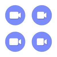 Video call icon with shadow. Social media camera button vector