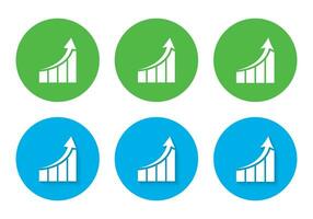 Increasing bar graph icon in flat style. Rising chart symbol vector with shadow