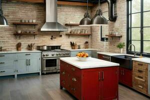 AI generated Industrial Kitchen Styles. Pro Photo