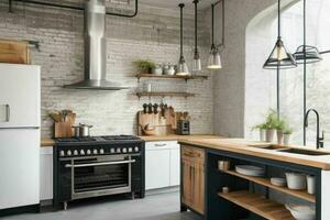 AI generated Industrial Kitchen Styles. Pro Photo