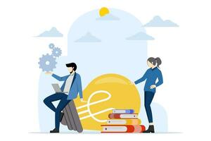 Concept of big idea, light bulb, creativity and innovation to change or create new products, brainstorming, startup, solution to solve problems, entrepreneurship and business, vector illustration.