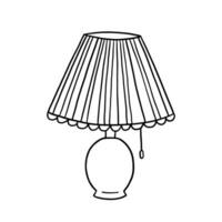 Line table lamp in doodle style isolated on white background. vector