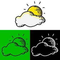 environmental illustration concept with clouds and sun, which can be used for icons, logos or symbols in flat design style vector