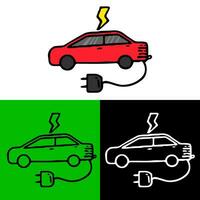 environmental illustration concept of an electric car that saves energy and does not emit air pollution which can be used for an icon, logo or symbol in a flat design style vector