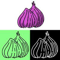 red onion illustration, hand drawn outline, this illustration can be used for icons, logos, and symbols, vector in flat design style