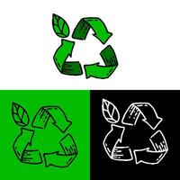 ambiental ilustración concepto con reciclaje símbolos y hojas, cuales lata ser usado para iconos, logos o símbolos en plano diseño estilo vector