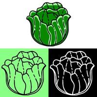 cabbage vegetable illustration, hand drawn outline, this illustration can be used for icons, logos, and symbols, vector in flat design style