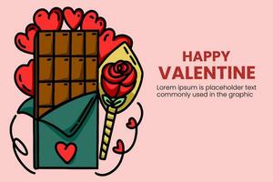 Happy Valentine Day background with flat style design vector