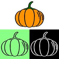 pumpkin illustration, hand drawn outline, this illustration can be used for icons, logos, and symbols, vector in flat design style