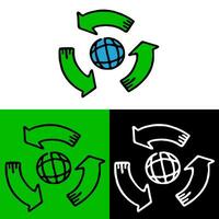 ambiental ilustración concepto con tierra y reciclaje cuales lata ser usado para iconos, logos o símbolos en plano diseño estilo vector