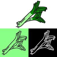 spring onion illustration, hand drawn outline, this illustration can be used for icons, logos, and symbols, vector in flat design style