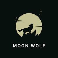 wolf howling at the moon logo design ideas vector