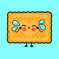 Crying cookies character. Vector hand drawn cartoon kawaii character illustration icon. Isolated on blue background. Sad cookies character concept