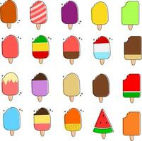 Popsicles. ice creams. Sweet summer with different tasties,collection isolated ice-cream and popsicle with different topping. Free Vector