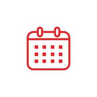 eps10 red Calendar line art icon, Flat design style. vector calendar icon illustration isolated on White background, calendar icons graphic design vector outline symbols.