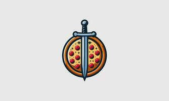 pizza and sword vector illustration logo design