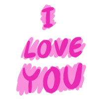 The pink I love you png image for love or Valentine's Day concept.