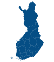 Karte von Finnland. Finnland Provinzen Karte im Blau Farbe png