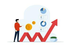 Business Optimization Concept, Professionals navigate financial growth, Cost reduction, simplified processes and increased profitability, Strategy in action, Flat vector illustration on background.