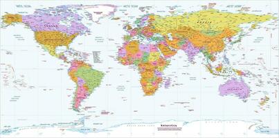 Political world map Equirectangular projection vector