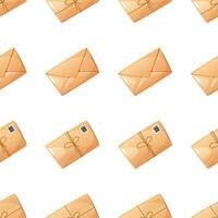 seamless pattern of closed envelopes with letters, postcards. Repeating background with mailing envelopes. Vector illustration on a white background for packaging and decoration