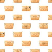 seamless pattern of closed envelopes with letters, postcards. Repeating background with mailing envelopes. Vector illustration on a white background for packaging and decoration