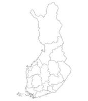 mapa de Finlandia. Finlandia provincias mapa en blanco color vector