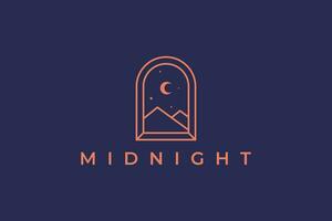 Window Frame at Midnight Abstract View Mountain with Concept Bohemian Hipster Minimalist Elegance Logo vector