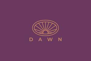 Dawn Logo Abstract Sunrise at Oval Frame for Agriculture Farm Field Label Brand Identity vector