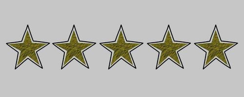 Five star feedback doodle. Sketch grunge style. Isolated vector illustration