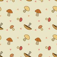 Mushroom collections seamless pattern for textile printing or gift paper. vector