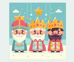 Hand Drawn Epiphany with Three King Illustration vector