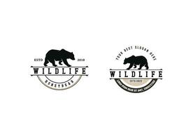 Vintage wildlife of bear logo. Bear hunting logo design vector