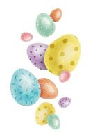 Cute Easter eggs. Paschal Concept with Easter Eggs with Pastel Colors. Isolated watercolor illustration. Template for Easter cards, covers, posters and invitations. vector