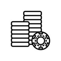 casino chip pila, póker papas fritas icono en línea estilo diseño aislado en blanco antecedentes. editable ataque. vector