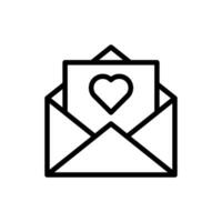 amor carta, sobre con corazón forma, correo símbolo icono en línea estilo diseño aislado en blanco antecedentes. editable ataque. vector