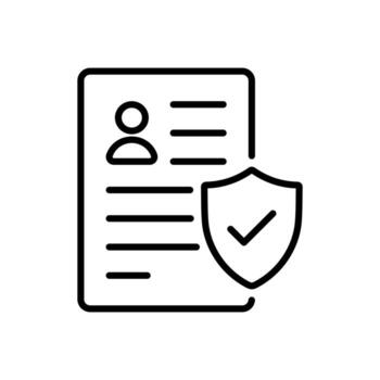 Valid personal doc, insurance policy, identity document verification concept icon in line style design isolated on white background. Editable stroke. vector