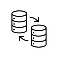 Server migration, data exchange, database replication concept icon in line style design isolated on white background. Editable stroke. vector