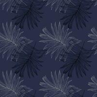 Tropical palm leaves seamless vector illustration pattern background. Design for use all over fabric print wrapping paper and others.