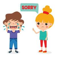 Cartoon Little Kid Saying Sorry vector