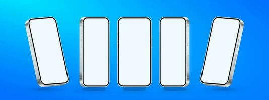 Realistic 3d smartphone mockup different angles views vector