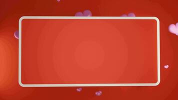 Valentine's day sale luxury red board with heart red background 3d illustration empty display scene video