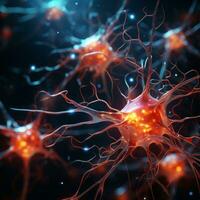 AI generated The microscopic world of neurons and their myelin sheaths photo